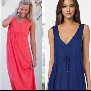 Fresh Produce Napa Beachcomber Maxi Dress XXL Dark Navy  South Beach Tie Front